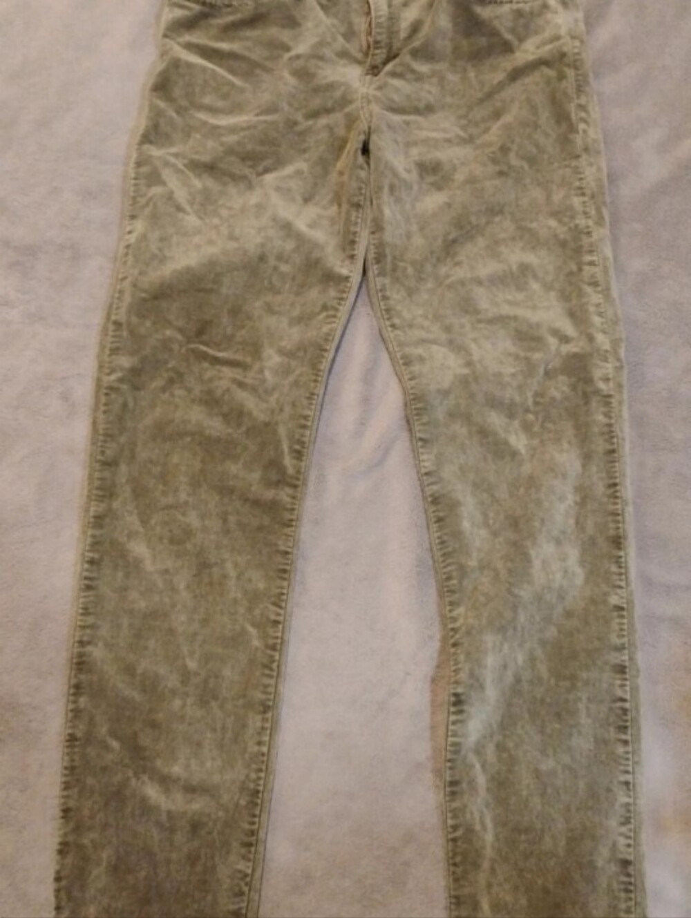 Lucky Brand Olive Green Acid Wash Corduroy Slim Pants - Size 8 / 29